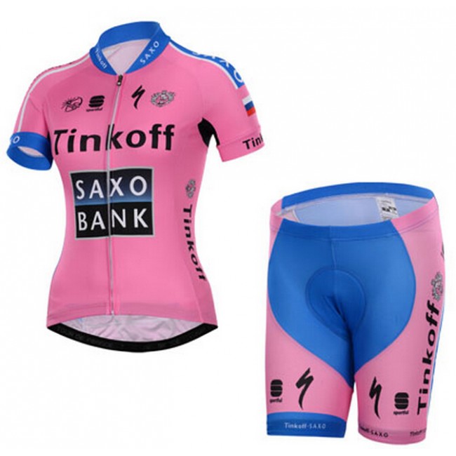 2015 Tinkoff Saxo Bank Damen Radbekleidung Radtrikot Kurzarm und Fahrradhosen Kurz BYXF111