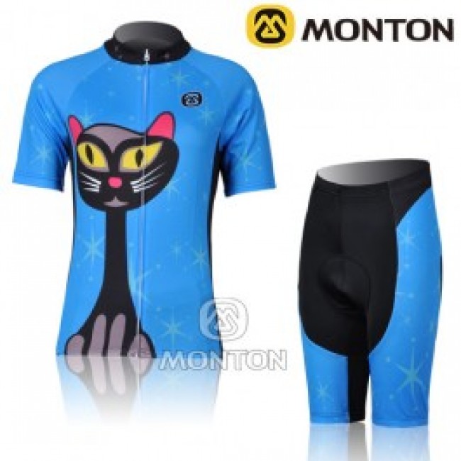 2011 Monton Blue Cat Damen Radbekleidung Radtrikot Kurzarm und Fahrradhosen Kurz GMYE912