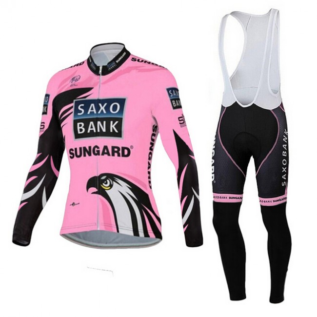 2015 Saxo Bank Sungard Damen Fahrradbekleidung Radtrikot Satz Langarm und Lange Trägerhose HNND270