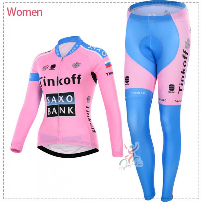 2015 Tinkoff saxo bank Damen Cycling Fahrradbekleidung Radtrikot Satz Langarm und Lange Fahrradhose IKPO635