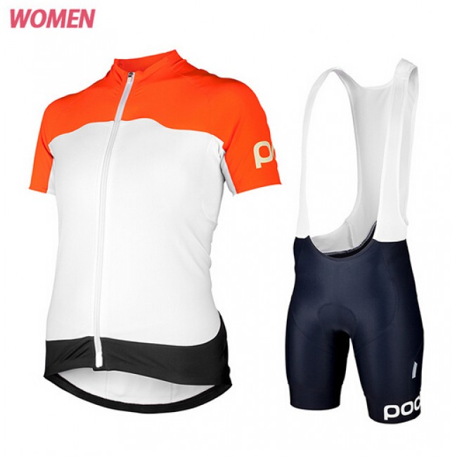 2015 POC Damen orange Fahrradbekleidung Satz Fahrradtrikot Kurzarm Trikot und Kurz Trägerhose NLUM119