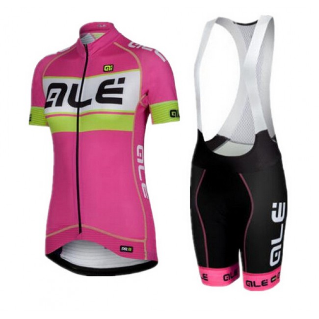 2015 ALE Damen rose Fahrradbekleidung Satz Fahrradtrikot Kurzarm Trikot und Kurz Trägerhose PGBG732