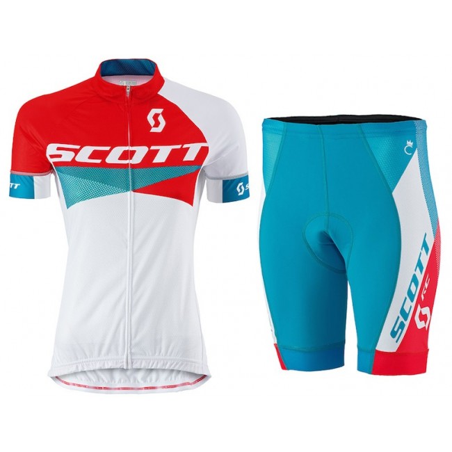 2015 Scott Rot-Weiß Damen Radbekleidung Radtrikot Kurzarm und Fahrradhosen Kurz ZLQH788