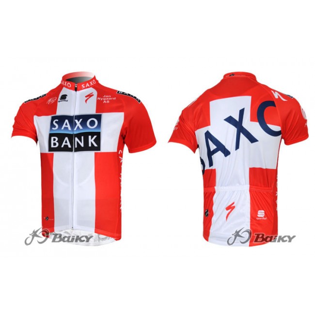 2012 Saxo Bank Pro Team Dnischer Champion Radtrikot Kurzarm Rot Weiß STMK852