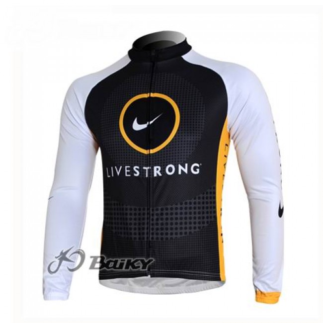 Livestrong Fahrradtrikot Langarm Schwarz Weiß LMDH728