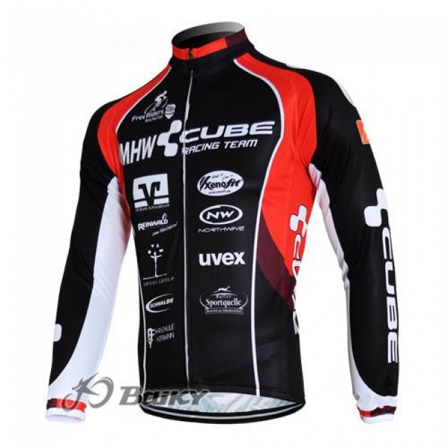 MHW Cube Racing Team Fahrradtrikot Langarm Rot Schwarz NWMK970