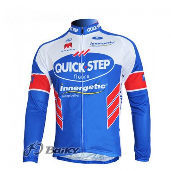Omega Pharma-Quick Step innergetic Fahrradtrikot Langarm Blau Weiß OGNO507