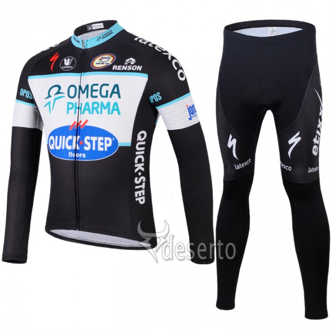 2014 Omega Pharma Quick Step Radbekleidung Satz Fahrradtrikot Langarm und Lang Radhose RVJR771