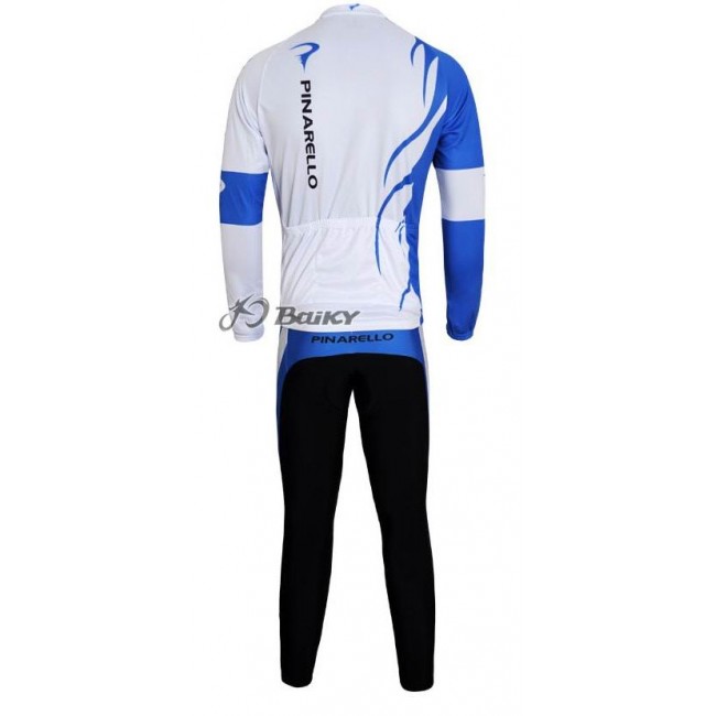 Pinarello Pro Team Radbekleidung Satz Fahrradtrikot Langarm und Lang Radhose Weiß Blau UUYM774