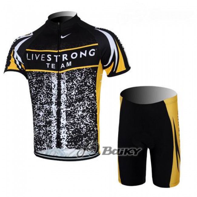 2012 LiveStrong Challenge Radbekleidung Radtrikot Kurzarm und Fahrradhosen Kurz Schwarz Gelb CQDG169