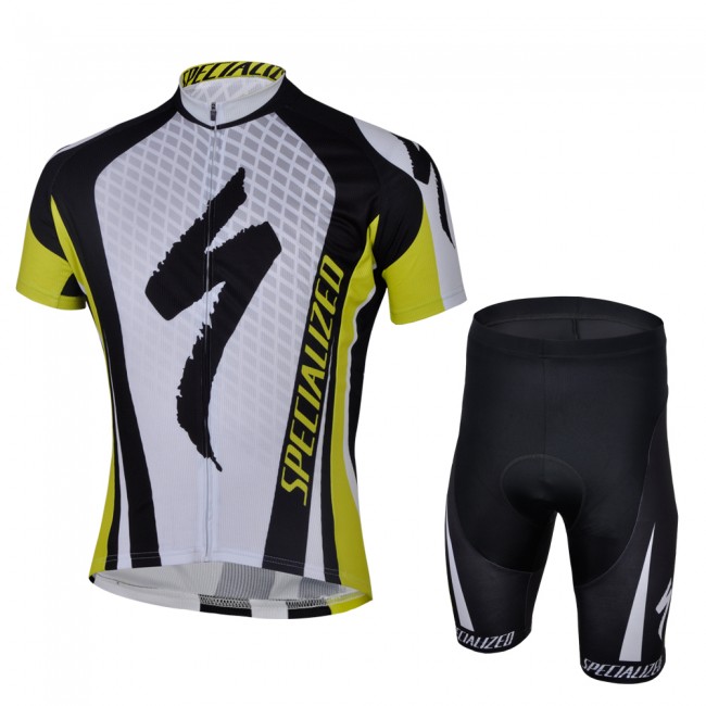 2013 Specialized Radtrikot Kurzarm und Kurz Radhose Kits Weiß Schwarz Gelb DBTD659