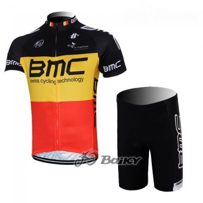 BMC Racing Radbekleidung Radtrikot Kurzarm und Fahrradhosen Kurz Rot Gelb EHLP429