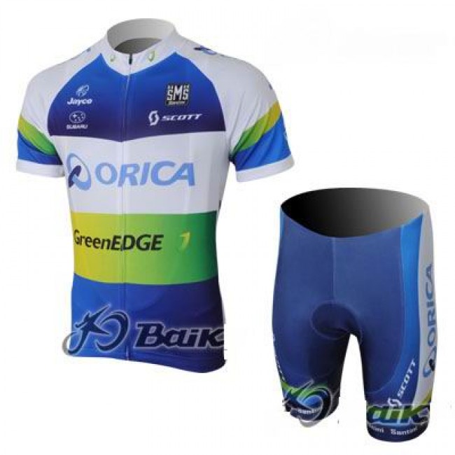 2013 Green Edge ORICA Radtrikot Kurzarm und Kurz Radhose Kits Blau OJWX649