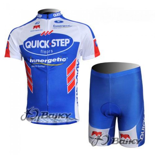 Omega Pharma-Quick Step innergetic Radbekleidung Radtrikot Kurzarm und Fahrradhosen Kurz Blau Weiß UMZQ363
