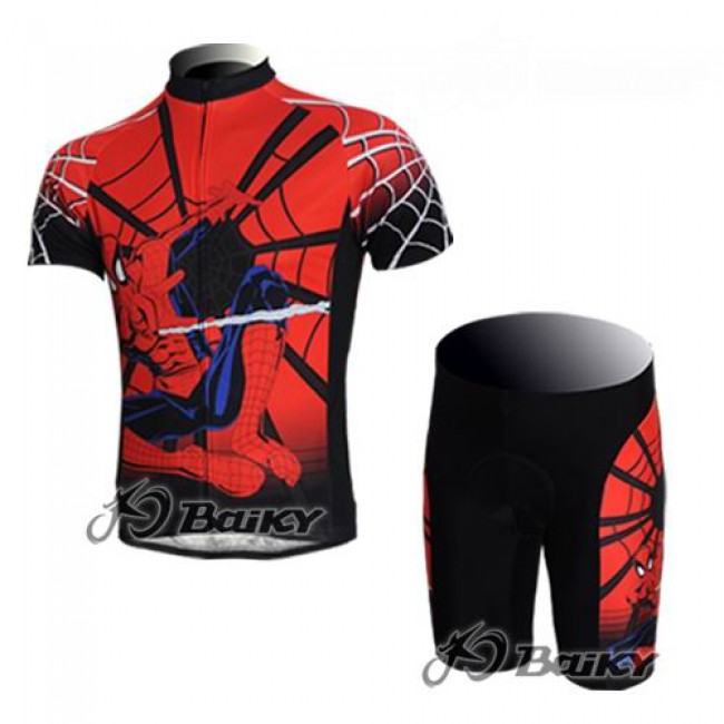 Spiderman Radbekleidung Radtrikot Kurzarm und Fahrradhosen Kurz Rot WKXW833