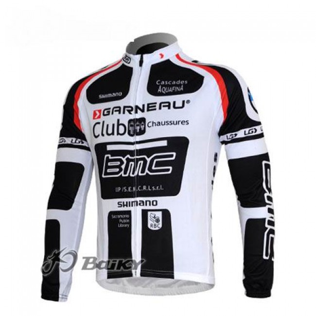 BMC Garneau Team Fahrradtrikot Langarm Weiß Schwarz EBGS961