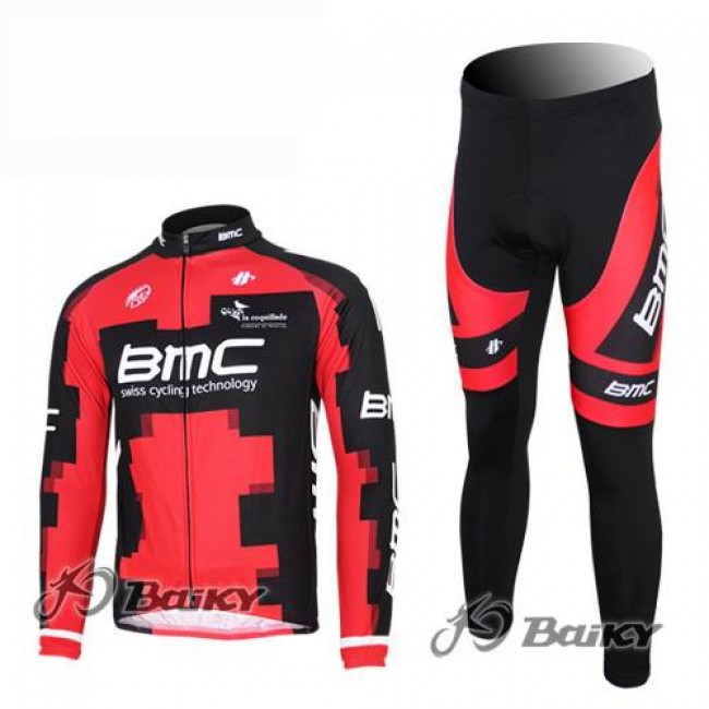 BMC Racing Pro Team Fahrradbekleidung Radtrikot Satz Langarm und Lange Fahrradhose Rot UFGV779