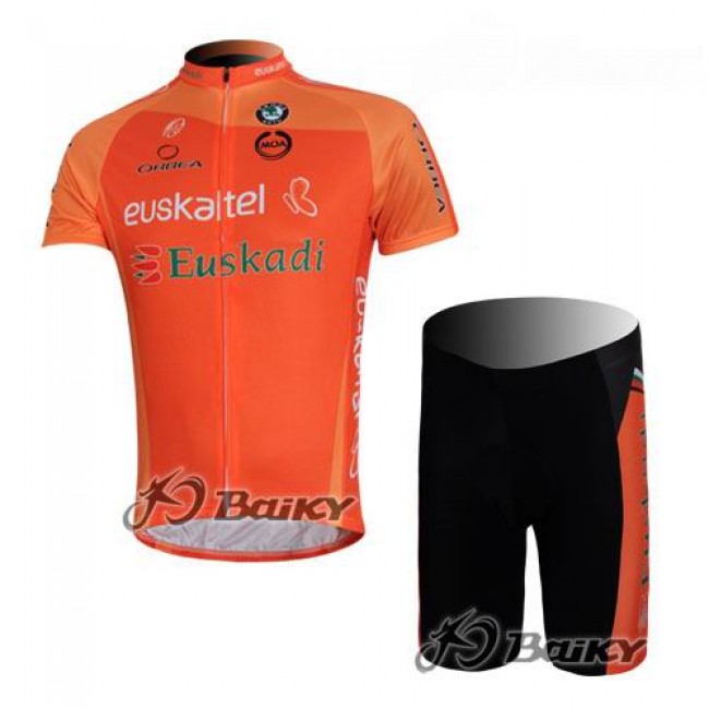 Euskaltel-Euskadi Pro Team Radtrikot Kurzarm Kurz Radhose Kits Orange IJKZ123