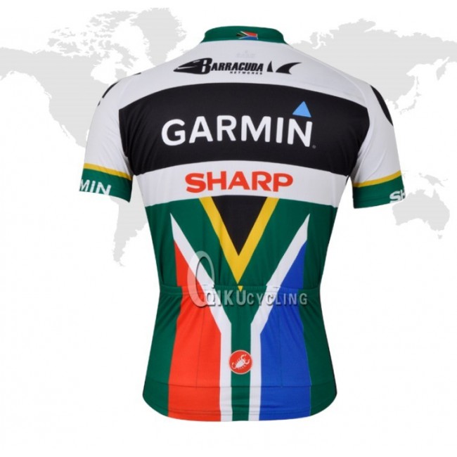 2013 Garmin Sharp Barracuda Südafrika Champion Radtrikot Kurzarm Schwarz Grün BCIC260