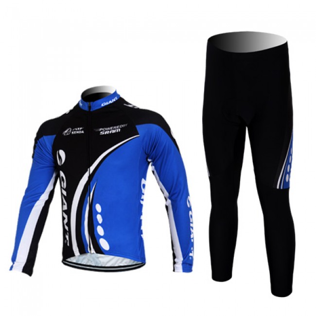 Giant kenda pro Fahrradbekleidung Radtrikot Satz Langarm und Lange Fahrradhose Schwarz Blau ECNT987