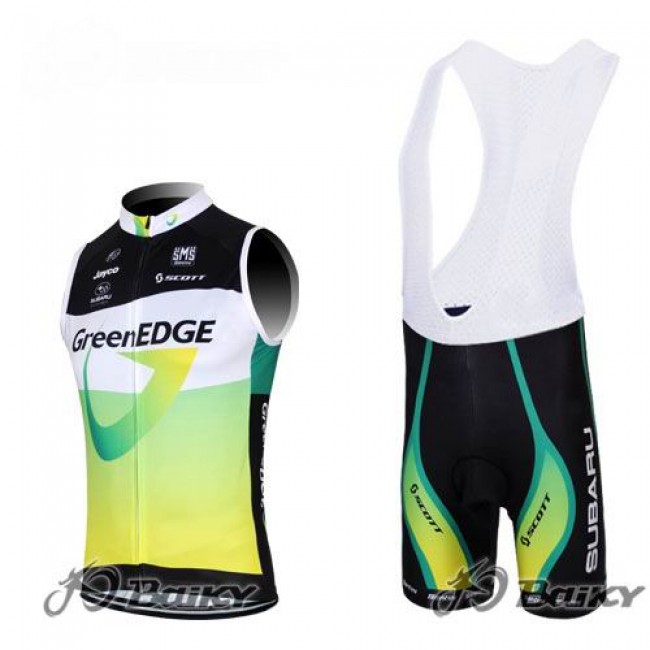 2012 Green Edge ärmelloses Trikot Fahrradbekleidung Satz Fahrradtrikot Kurzarm Trikot und Kurz Trägerhose Grün VOZP525