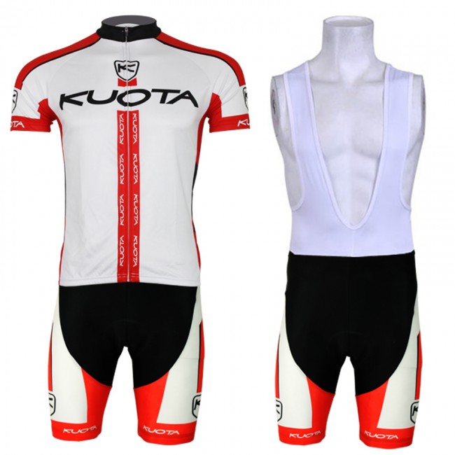 2013 KUOTA Fahrradbekleidung Satz Fahrradtrikot Kurzarm Trikot und Kurz Trägerhose Weiß Rot LFYI772