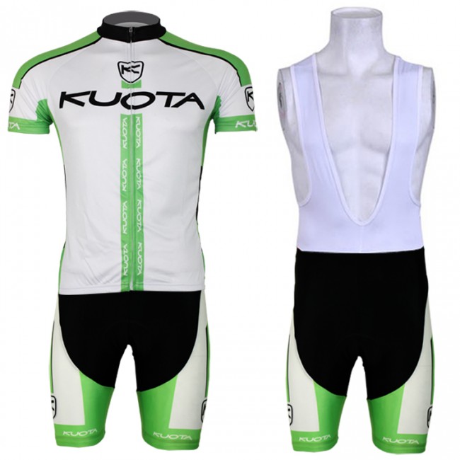 2013 KUOTA Fahrradbekleidung Satz Fahrradtrikot Kurzarm Trikot und Kurz Trägerhose Weiß Grün OZCO908