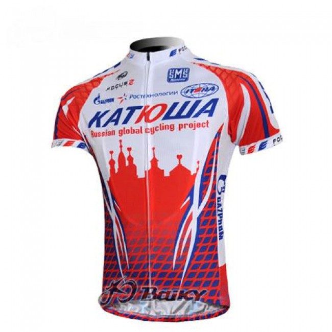 Katusha Russland Radtrikot Kurzarm Weiß Rot HSLI949