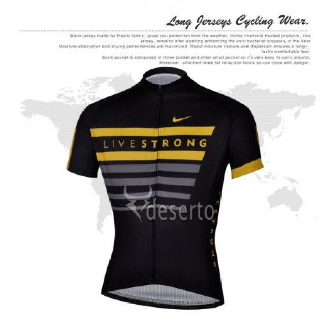 2013 Livestrong Radtrikot Kurzarm Schwarz Gelb FHRO781