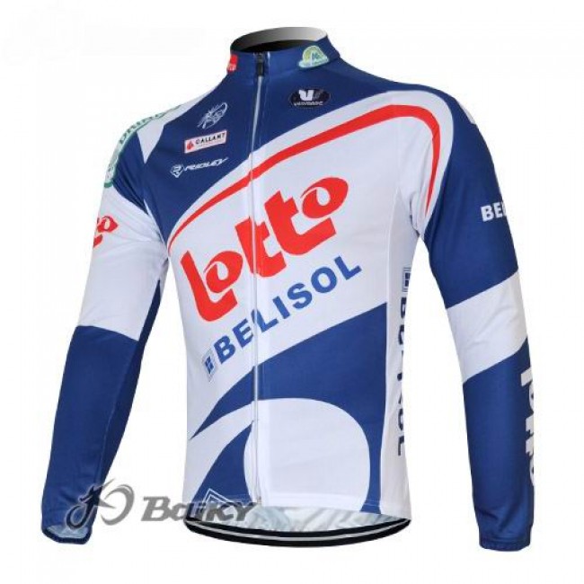 Lotto Belisol Pro Team Fahrradtrikot Langarm Weiß Blau KUPH618