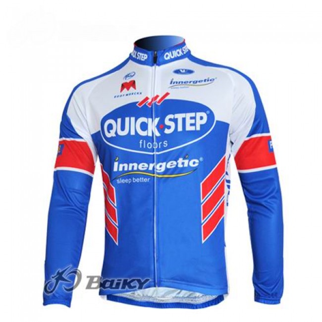 Omega Pharma-Quick Step innergetic Fahrradtrikot Langarm Blau Weiß QYKK294