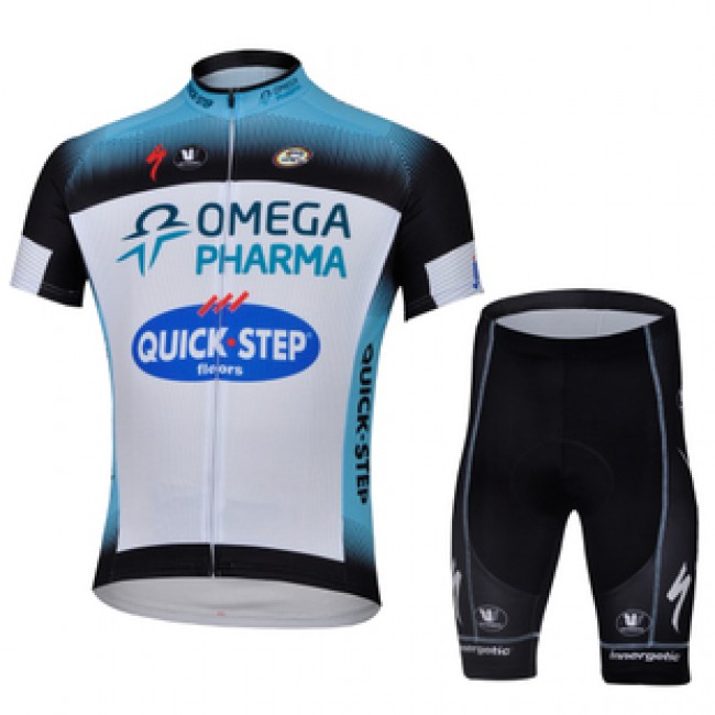 2013 Omega Pharma Quick Step Radtrikot Kurzarm und Kurz Radhose Kits Weiß Schwarz OPXN411