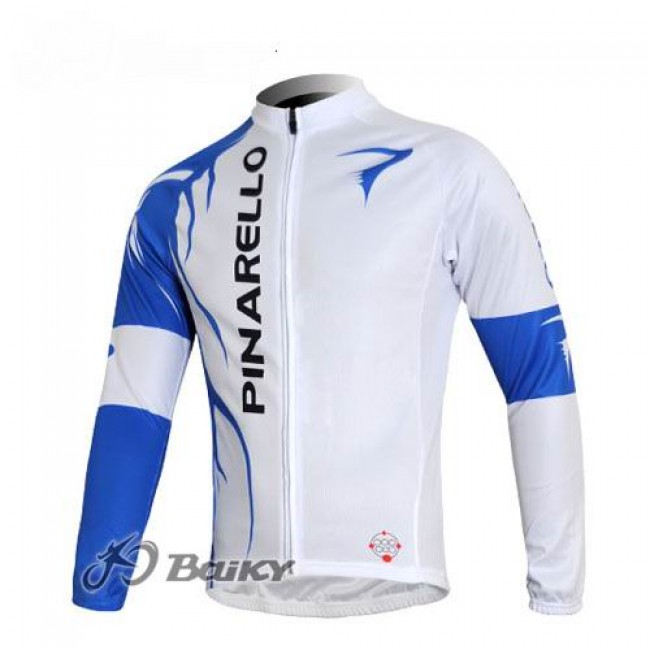 Pinarello Pro Team Fahrradtrikot Langarm Weiß Blau UNES979
