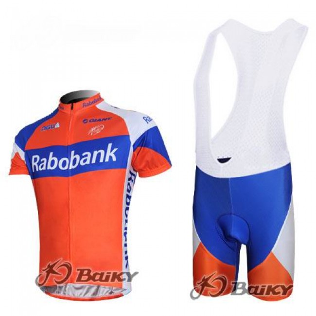 Rabobank Pro Team Fahrradbekleidung Satz Fahrradtrikot Kurzarm Trikot und Kurz Trägerhose Orange Blau ULIN616