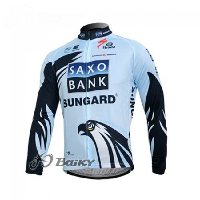 Saxo Bank Sungard Pro Team Fahrradtrikot Langarm Weiß Schwarz ICWM568