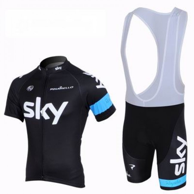 2013 Team Sky Fahrradbekleidung Satz Fahrradtrikot Kurzarm Trikot und Kurz Trägerhose Schwarz Blau JAAY681