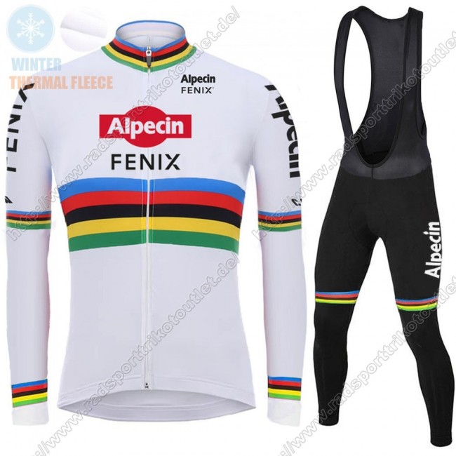 Profiteams Winter 2021 Alpecin Fenix World Champion Weiß Radsport Fahrradbekleidung Trikot Langarm+Lang Trägerhose DDROX