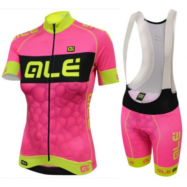 2016 Damen Ale Graphics PRR New Bubbles Pink Fahrradbekleidung Satz Fahrradtrikot Kurzarm Trikot und Kurz Trägerhose XSWF319