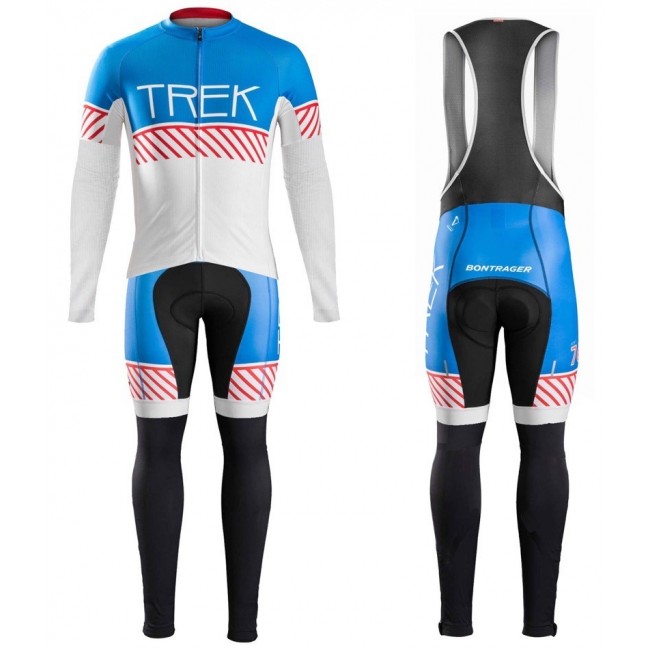 2016 Bontrager Trek Specter Cru Weiß-Blau Fahrradbekleidung Satz Radtrikot Langarm+Lang Trägerhose WBII977