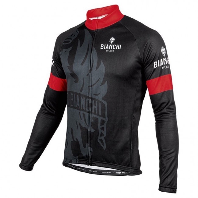 2016 Bianchi Milano Sorisole Schwarz-Rot Radtrikot Langarm EYAZ166