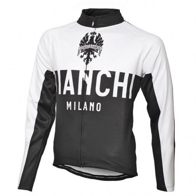 2016 Bianchi Milano Nalon Weiß-Schwarz Radtrikot Langarm MCMJ896