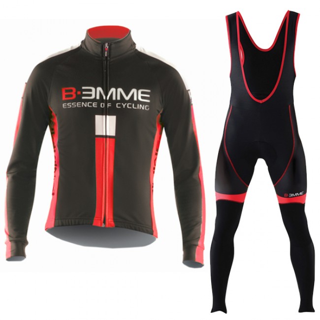 2016 Biemme schwarz rot Fahrradbekleidung Langarm Radtrikot und Trägerhosen Set QXFE454