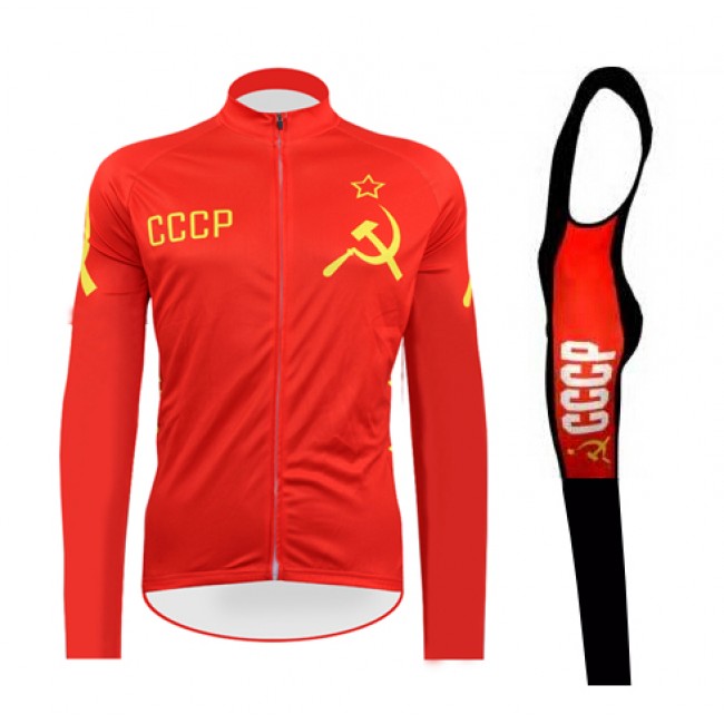 2016 CCCP Fahrradbekleidung Radtrikot Satz Langarm und Lange Trägerhose 01 FHUE709