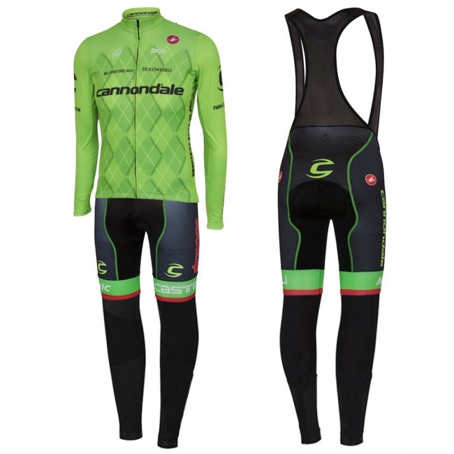 2016 Cannondale Team Grün Pro Fahrradbekleidung Satz Radtrikot Langarm+Lang Trägerhose GTNO746