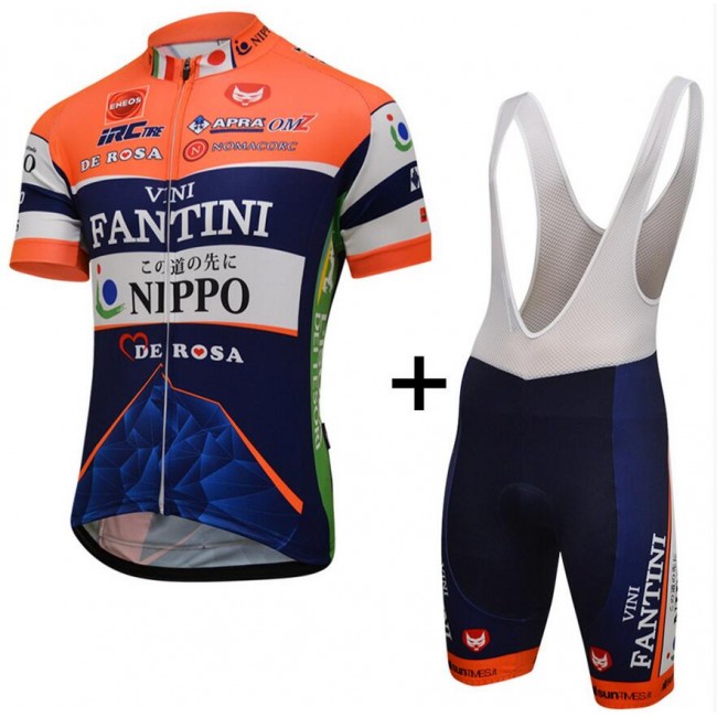 2016 Fantini Nippo Team Fahrradbekleidung Satz Fahrradtrikot Kurzarm Trikot und Kurz Trägerhose JSSV649