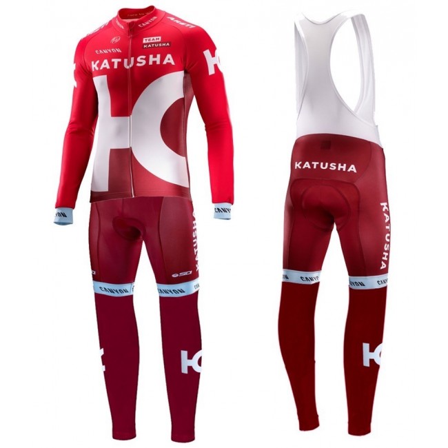2016 Team Katusha Fahrradbekleidung Satz Radtrikot Langarm+Lang Trägerhose QLYA250