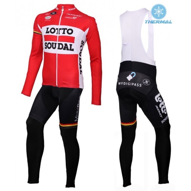 2016 Lotto Soudal Rot thermisch Fahrradbekleidung Satz Radtrikot Langarm+Lang Trägerhose CSOZ686