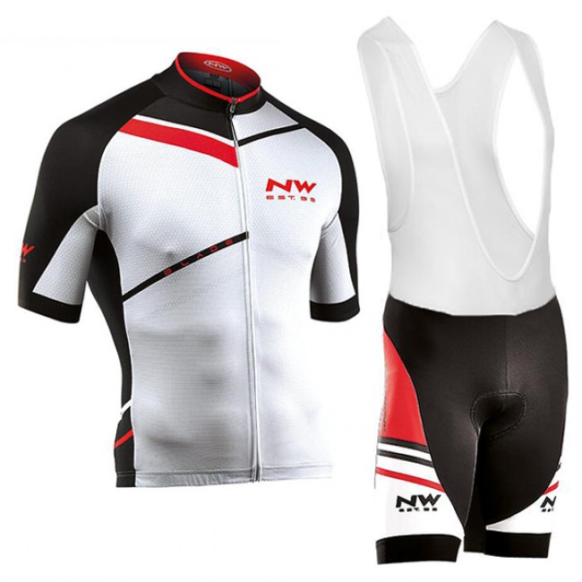2016 Northwave Weiß schwarz rot Fahrradbekleidung Radtrikot und Trägerhosen Set JZDN723