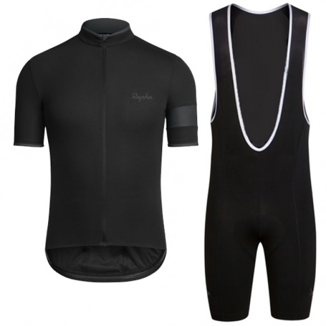 2016 RAPHA schwarz Fahrradbekleidung Radtrikot und Trägerhosen Set SCKY584