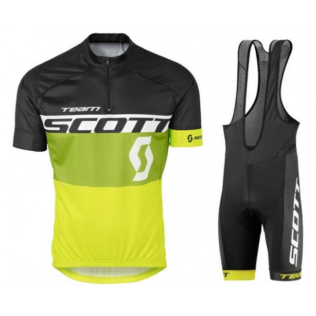 2016 Scott schwarz Grün gelb Fahrradbekleidung Satz Fahrradtrikot Kurzarm Trikot und Kurz Trägerhose RWFF834